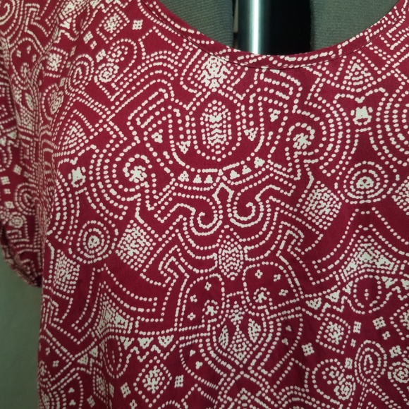 14th & Union Dot Pattern Burgundy Blouse Sz XL - Picture 5 of 8